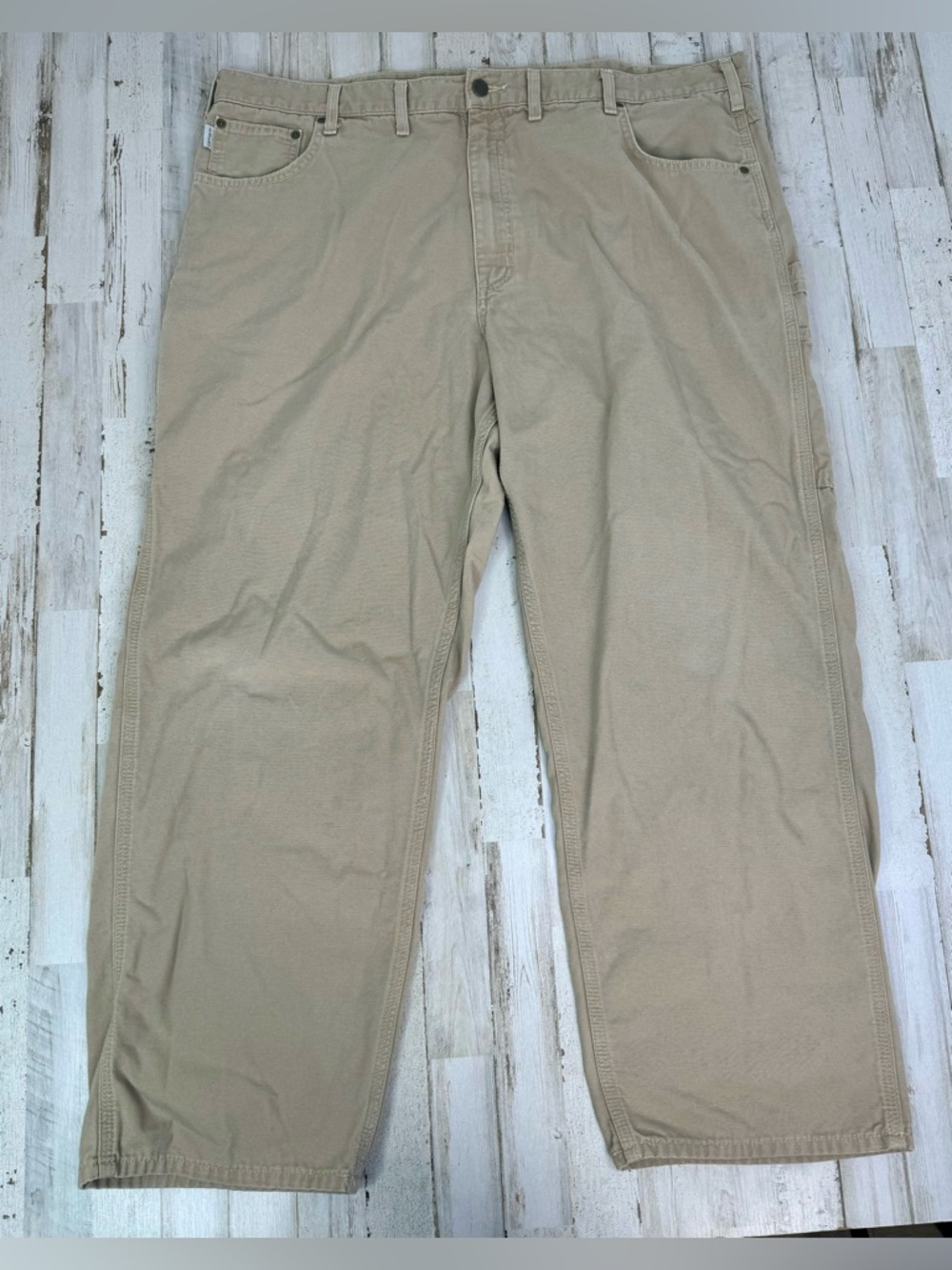 Carhartt Men's Tan Carpenter Cargo Tan Pants Size 44x31 Loose Fit